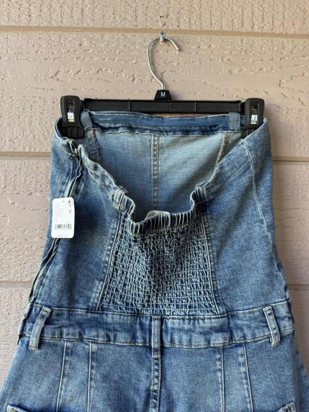 Free People We The Free Womens M Strapless Denim Jumpsuit Barrel Leg Blue NWT - Picture 4 of 12